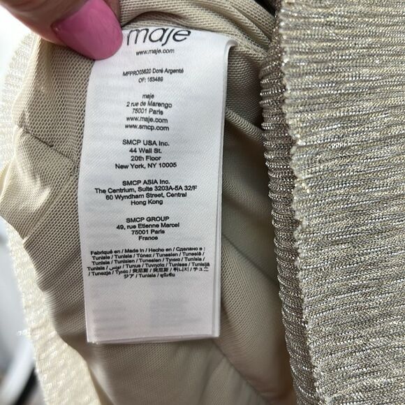 Maje Gold lame wrap top event dress size 40 (Large)  Repaired - Picture 13 of 15